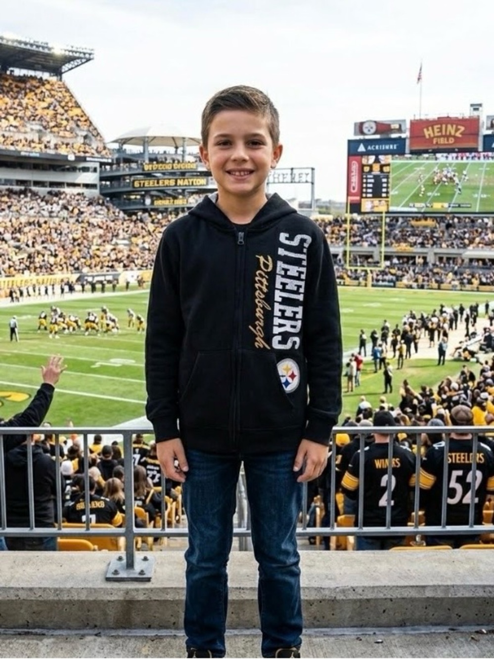 🏈💙🧡NFL TEAM APPAREL Pittsburg Steelers Boys/Girls Black Hoodie Size Med 8-10